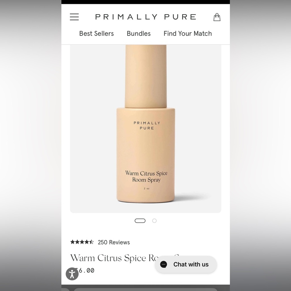 Primally Pure Warm Citrus Spice Room Spray. NIB.